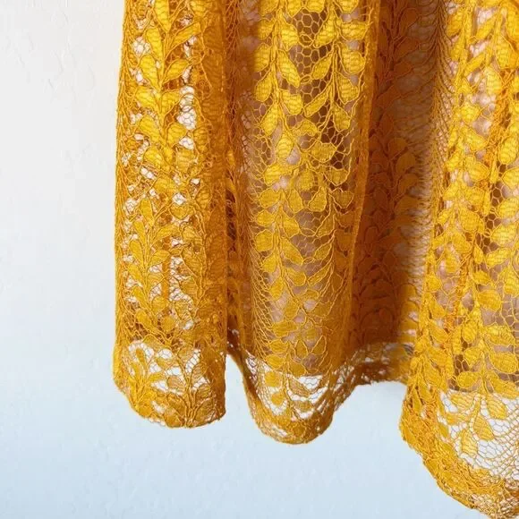 NWT Lulus All of My Heart Yellow Lace Skater Dress Size S - Picture 8 of 13